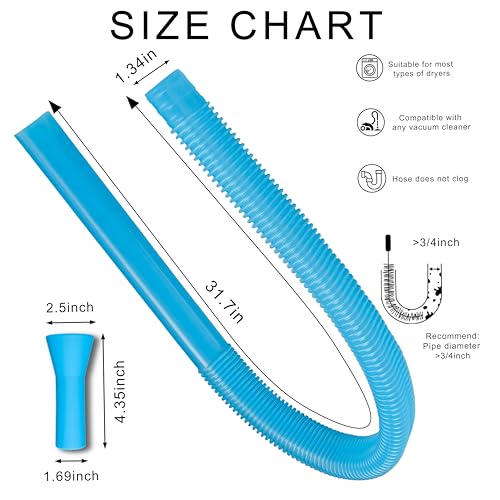 Universal Dryer Vent Cleaner Kit Vacuum Hose Attachment – Fit most Vaccum Cleaners, Efficient Lint Removal Tool for Dryer Maintenance