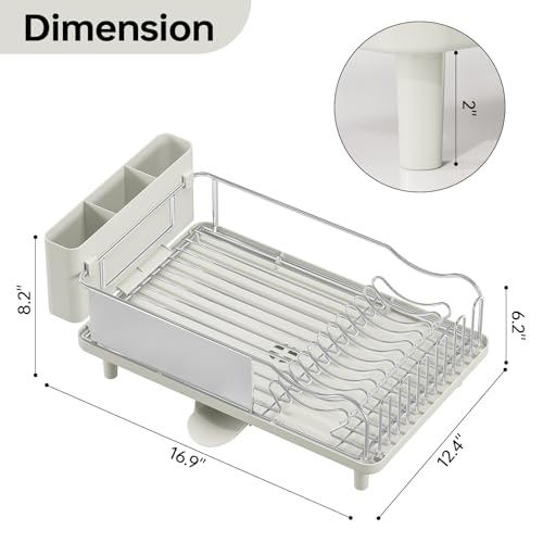 Urackify Dish Drying Rack, Stainless Steel Dish Rack for Kitchen Counter - color: Light Green