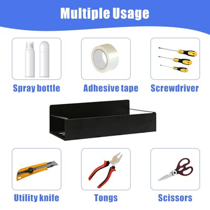6 Pcs Magnetic Aerosol Spray Can Holder, Steel Magnet Toolbox Bottle Rack - color: Black-6pcs