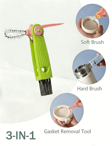 Baby Bottle Brush Set with Suction Base, Hidden Cleaner & Straw Brush, Green - color: Green