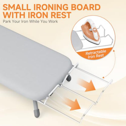 APEXCHASER Small Ironing Board, Iron Board with Iron Rest & Holder, Grey - color: Gray