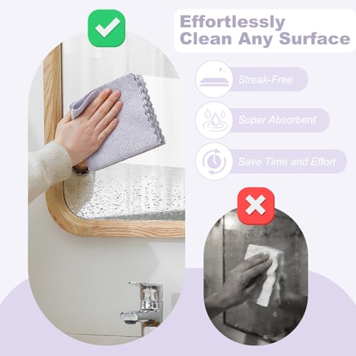 Jessy Home 2 Roll Reusable Paper Towels,100 Sheets Tear Away Microfiber Cleaning Cloth, Lint Free Cleaning Rags for Kitchen, Dishcloth,Household Cleaning Supplies - color: Light Purple