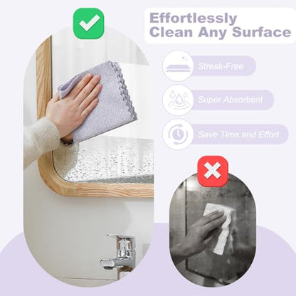 Jessy Home 2 Roll Reusable Paper Towels,100 Sheets Tear Away Microfiber Cleaning Cloth, Lint Free Cleaning Rags for Kitchen, Dishcloth,Household Cleaning Supplies - color: Light Purple