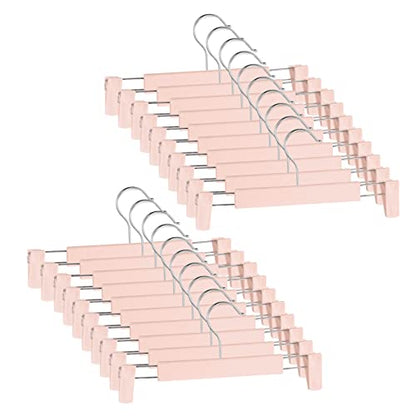 20 Pack Pants Hangers with Adjustable Non-Slip Clips Anti-Rust Hanging Hook for Trouser,Skirts,Jeans,Clothes Hangers Pink - color: Pink, size: 20 Pack