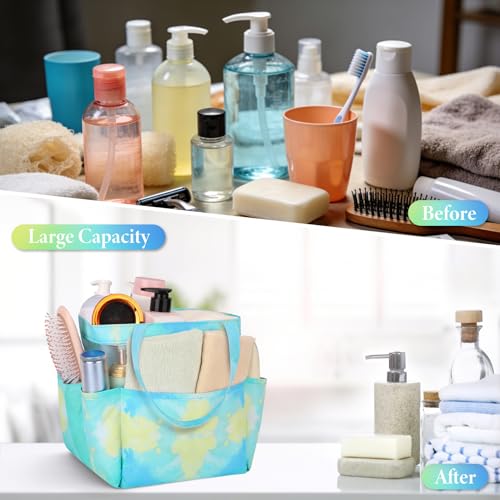 Mesh Shower Caddy Portable - 9 Pockets, Shower Bag for Dorm Room Camping - color: gradient green