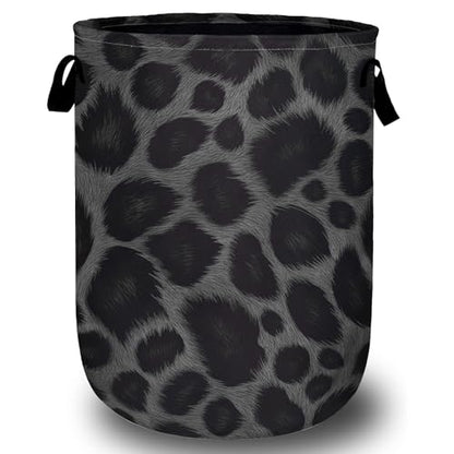 Grey Black Leopard Print Laundry Basket, Foldable Animal Leopard Laundry Hamper Tote Bag Dirty Clothes Storage Bucket Organizer for Bathroom/Laundry/Bedroom 15.7"x19.6" - color: Grey Black Leopard Print