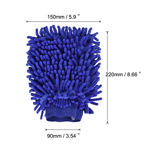 MECCANIXITY Microfiber Soft Chenille Wash Mitten Double Sided Dusting Glove for House Cleaning, Dark Blue - color: Dark Blue