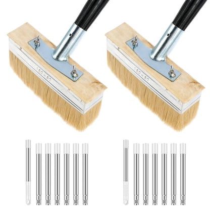 2 Pack Deck Stain Brush Set with 67" Extension Pole, 6.88" Wide Deck Brush - style: 2pcs