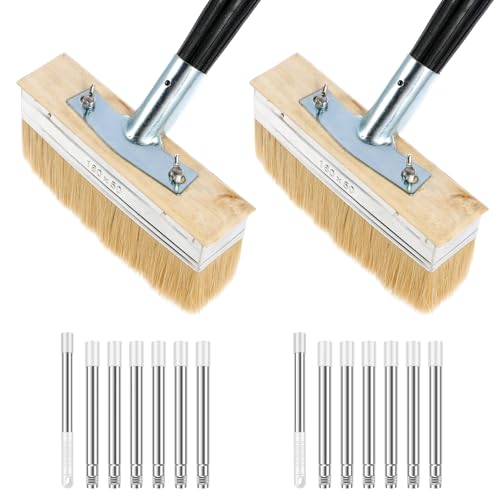 2 Pack Deck Stain Brush Set with 67" Extension Pole, 6.88" Wide Deck Brush - style: 2pcs