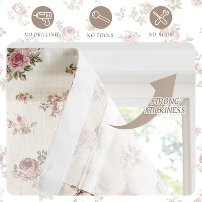 StangH Linen Red Floral Roman Shades with Magnets, W32 x L64, 1 Panel - color: Rose Red, size: 32"W x 64"H