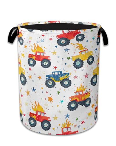 Cute Truck Laundry Basket,Foldable Oxford Cloth Laundry Hamper With Handle, 20.8"x16" Portable Clothes Storage Basket Bag for Laundry Room/Bathroom/Bedroom/Dormitories - color: Cute Truck