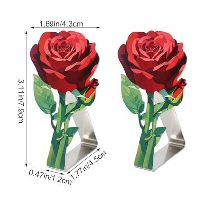 yueton 4PCS Stainless Steel Rose Tablecloth Clips Elegant Flower Table Cloth Holders Windproof Outdoor Wedding Party Decorations for Patio, Garden, Picnic