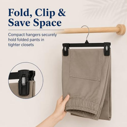 Smartor Black Pants Hangers 90 Pack, Skirt Hangers with Clips, 10 Inch - color: 90 Pack, size: 10
