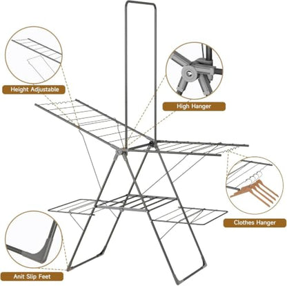 Bigzzia Clothes Drying Rack Foldable, 3-Level Large Laundry Drying Rack - size: X-Large