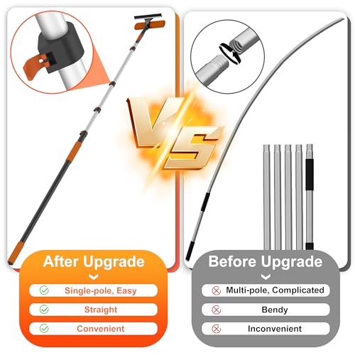 26FT High Window Cleaning Kit with Pole, 2-in-1 Window Squeegee with 5-20 FT Telescoping Extension Pole - Professional Window Washing Kit with Long Handle, Multi-Use Cleaning Tool for High Windows - size: 5-20FT