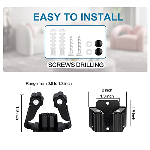 JAMEND CLXP 9PCS Broom and Mop Holder, Heavy Duty Garden Tool Organizer Rack Rake and Shovel Handle, Stainless Steel Mop Hanger. Screws for Wall Mounted. Matte Black - color: Matte Black, size: 9