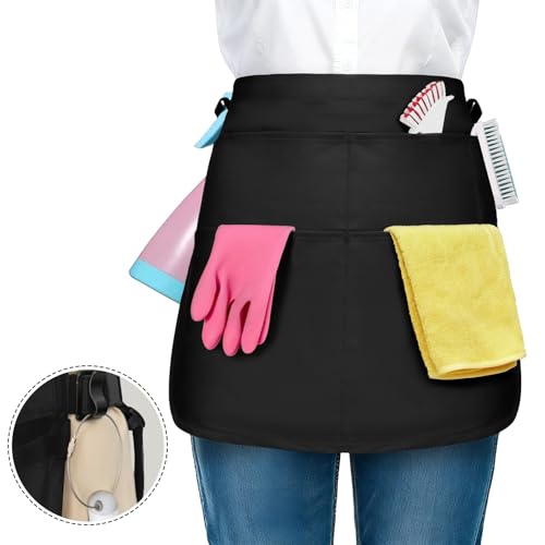 BOHARERS Waterproof Utility Apron with 5 Pockets - 53x37cm (Professional Grade for Stylists, Cleaners, Detailers & More) - color: Curved-black