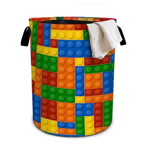 Colorful Building Blocks Laundry Basket Laundry Hamper With Handles Collapsible Laundry Baskets Storage Basket For Room Bathroom Bedroom Decor - color: Building Blocks