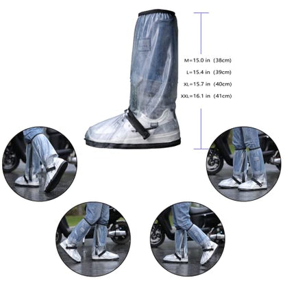 Waterproof Rain Boot Shoe Cover with Reflector Reusable & Foldable - color: Clear, size: Medium