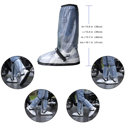 Waterproof Rain Boot Shoe Cover with Reflector Reusable & Foldable - color: Clear, size: X-Large