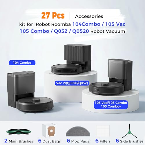 27 Pcs Replacement Parts for iRobot Roomba 104Combo/105 Vac/ 105 Combo - size: 27PCS for iRobot 105 Combo