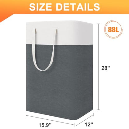 TasticTotes Laundry Basket 3 Pack, Laundry Hamper, 88L-Grey - color: Grey, size: 88L