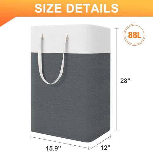 TasticTotes Laundry Basket 3 Pack, Laundry Hamper, 88L-Grey - color: Grey, size: 88L