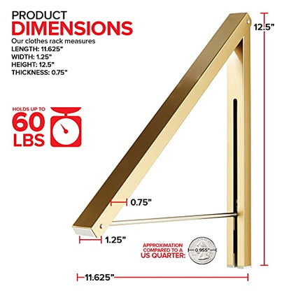 Single Foldable Clothing Rack, Wall-Mounted Retractable Clothes Hanger for Laundry Dryer Room, Hanging Drying Rod, Small Collapsible Folding Garment Racks, Dorm Accessories (Gold) - color: Gold