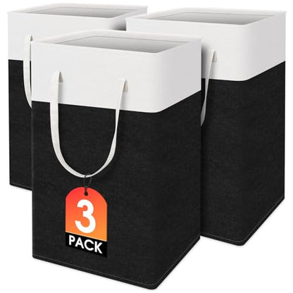 TasticTotes Laundry Basket 3-Pack, Laundry Hamper, 75L-Black - color: Black, size: 75L