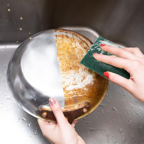Jucoan 120 Pack Heavy Duty Scouring Pads, 4 x 6 Inch Non-Scratch Scrub Pads, Green Reusable Multipurpose Scrubbing Pads for Kitchen Dish, Metal Grills, Household Bathroom Sink Bathtub
