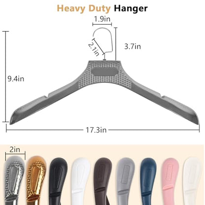 DEDU Suit Hangers for Men 20 Pack, Sweater Hangers No Shoulder Bump Non Slip Width 17.7", Plastic Clothes Hangers Silver Gray with Metal Hook - color: Silver Gray-20
