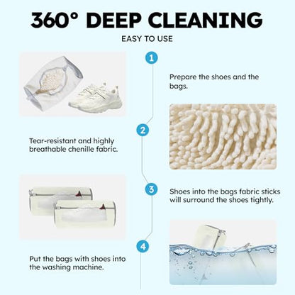 Shoe Washing Machine Bag: Shoe Bag for Washing Machine - Reusable Shoe Cleaning Bag for Sneaker Tennis Shoes Unstain Cleaner Kit(Cream 1Pcs) - color: White 1pcs