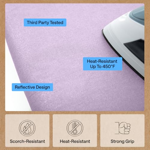 GORILLA GRIP Padded Ironing Board Cover, 15x54 Light Purple - color: Light Purple, size: 15" X 54"