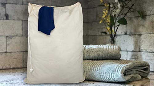 Urban Villa Laundry Bags 2-Pack 28”x36" Extra-Large Cotton Canvas Heavy Duty Washable Durable Travel Laundry Sacks with Drawstring Closure Reusable Hamper Liners for Dirty Clothes Delicates & Lingerie