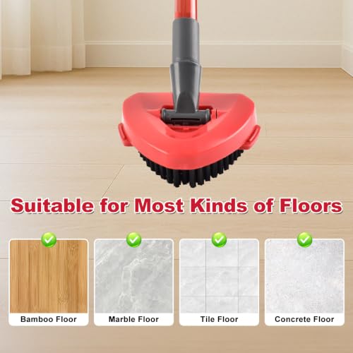 2 Pack Upgrade Scrubber Mop Head and Spin Mop Base for Ocedar,Scrub Brush Compatible with O-Cedar Rinseclean 2 Tank System,Hard Bristle Scrubber Mop with Base for Floor Deck Wall Bathroom and Kitchen - color: Red 2