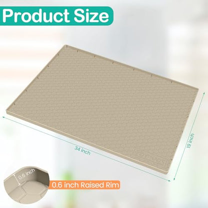 Silicone Under Sink Mat, 34"x19", Waterproof Cabinet Liner, Khaki - color: Khaki, size: 19"W x 34"L