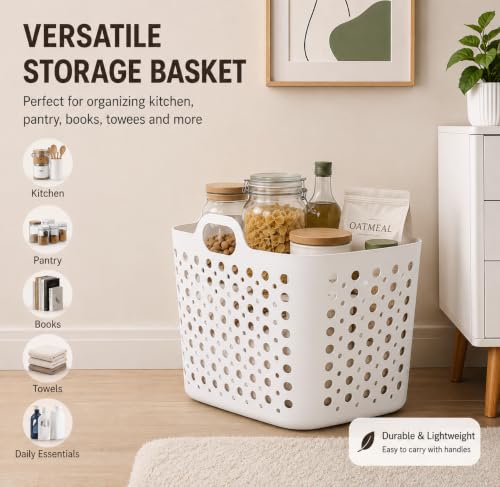 Portable Laundry Hamper with Handles - Foldable Rectangle Clothes Basket for Bedroom, Bathroom, Dorm, or Storage - Durable Plastic Laundry Organizer (Blue, Medium) - color: Blue, size: Medium
