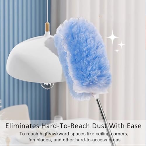 30 Duster Refills with 3.6FT Extension Pole, 360° Disposable Dusters Refills Compatible with Swiffer for Cleaning Furniture, Blinds, Ceiling Fans, Walls