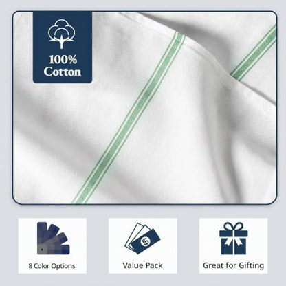 LANE LINEN Kitchen Drying Towels 100% Cotton Absorbent Lint-Free 6 Pack - color: 11: Green Stripe, size: 06 Pack