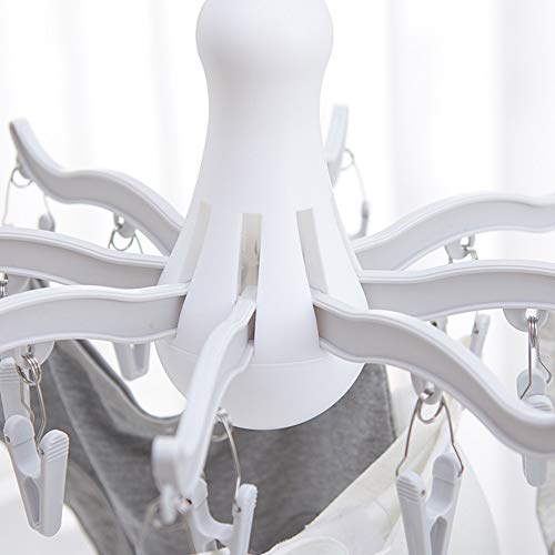 Foldable Clip and Drip Hanger, 8-Claw Octopus Hanging Dryer with 16 Clips, Portable Underwear Hangers, Simple to Fold and Place