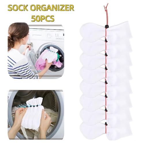 50Pcs Sock Clips - Amazing Laundry Sock Holder and Tie Clips - Organizer for Washing Machine and Dryer