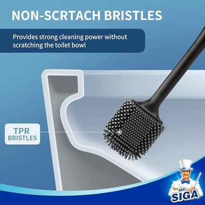 MR.SIGA Toilet Brush and Holder, Wall Mounted Toilet Brush for Bathroom Cleaning, Compact Toilet Brush with Holder Set, Black, 1 Pack - color: Black