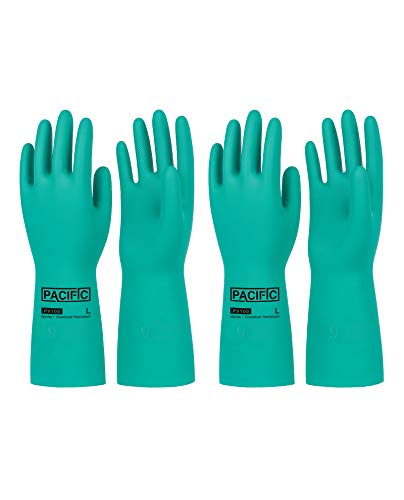 PACIFIC PPE 15 Mil Nitrile Chemical Resistant Gloves, Latex-Free, 2 Pairs - color: Green/12.6", size: XX-Large (Pack of 2)