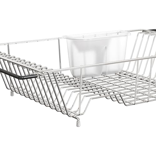 Simple Houseware Large Stainless Over Sink Counter Top Dish Drainer Rack - color: Chrome, size: Large