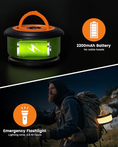 Camping String Lights, Retractable 32.8FT Rechargeable Fairy Light - color: Black&Orange