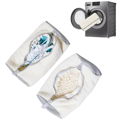 Shoe Washing Machine Bag: Shoe Bag for Washing Machine - Reusable Shoe Cleaning Bag for Sneaker Tennis Shoes Unstain Cleaner Kit(Cream 1Pcs) - color: White 1pcs