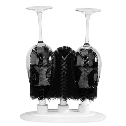New Star Foodservice 54484 Triple Brush Bar Glass Washer - 3 Brushes - Suction Base, Non-Battery (Pack of 2) - size: 8x7x3 Inch (Pack of 2)