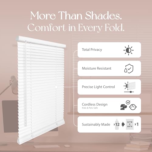 REGAL estate Damage-Free Peel and Stick Door Mini Blinds, White, 25 x 84 in - color: Peelmount Mini Blinds - White, size: 25"W x 84"H