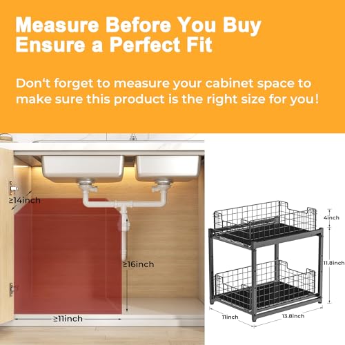 Under Sink Organizer, 2-Tier Pull Out Cabinet Organizer - color: Black
