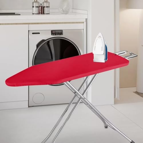 Ironing Board Cover Standard Size Heat & Stain Resistant Fabric Top Ironing Pad Replacement Cover with Fasteners Elastic Edge & Cozy Nose Pocket,Red - color: Red